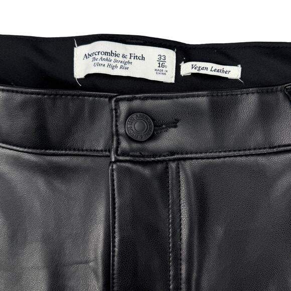 ABERCROMBIE & FITCH Ankle Straight Ultra High Rise Vegan Leather Pant 33 SHORT - Picture 5 of 7